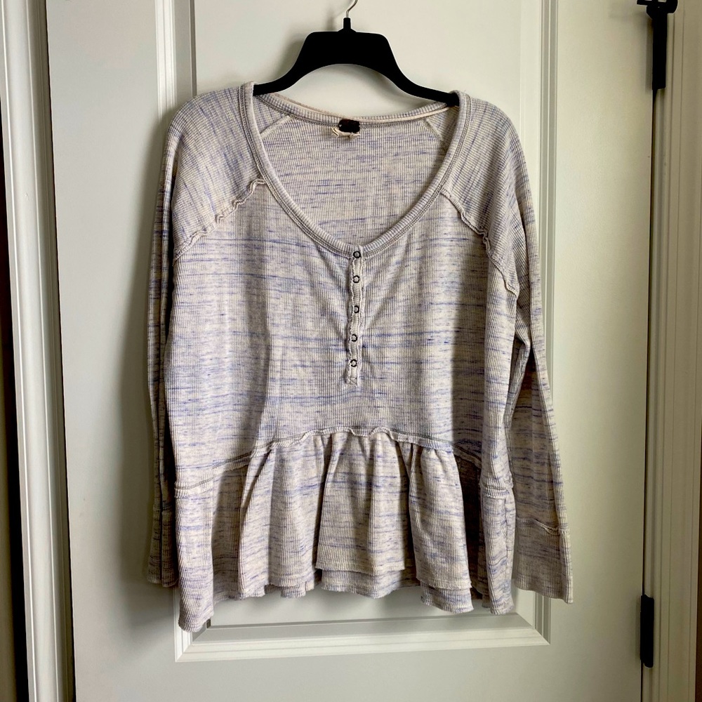 Free People thermal longsleeve peplum top medium